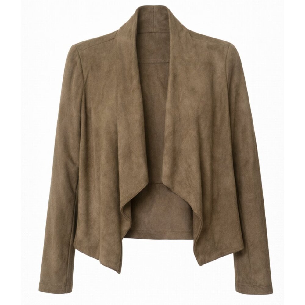 TCEC Taupe Faux Suede Waterfall Jacket Large Southwestern Cowgirl Rodeo